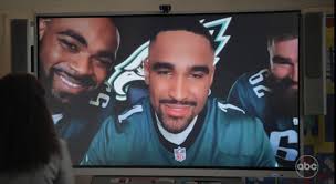 Jalen Hurts, Brandon Graham, and Jason Kelce appearing