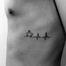Rib Cage Side Small Heartbeat Coffee Mens Tattoo Designs Coffee Tattoo Ideas Coffee Tattoo Design Coffee Tattoos