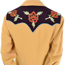 Men's signature solid black western shirt with smile pockets. Women S Clothing Tops Tees Vintage 1970 S Gold Western Shirt With Embroidered Tiger Modern Size 10 Medium