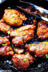 Spicy Sweet And Sticky Chicken Thighs Diethood Chicken Thights Recipes Boneless Chicken Thigh Recipes Sticky Chicken Thighs