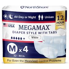 NorthShore MegaMax Made in USA Overnight Diaper Style Incontinence Briefs  with Tabs - New 2025 Version | Adult Diapers