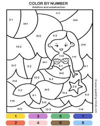 On this page are links to all of our webpages containing coloring color by number worksheets. Mermaid Color By Number Addition And Subtraction Math Coloring Worksheet Sparkling Minds