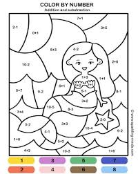 Coloring pages are fun for children of all ages and are a great educational tool that helps children develop fine motor skills, creativity and color recognition! Mermaid Color By Number Addition And Subtraction Math Coloring Worksheet Sparkling Minds