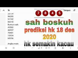 Bocoran Prediksi Hk 18 Desember 2020 Youtube