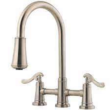 This causes the faucet to begin to drip or leak. Pfister Ashfield 2 Handle Pull Down Sprayer Kitchen Faucet In Brushed Nickel Lg531 Ypk The Home Depot