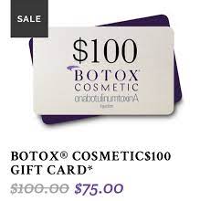 Compare prices, print coupons and get savings tips for botox (onabotulinumtoxina) and other migraine, spasticity, overactive bladder, excessive sweating, and cervical dystonia drugs at cvs, walgreens, and other pharmacies. 75 Gets You A 100 Botox Gift Card Dermatology Associates Of Greensburg