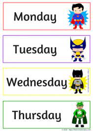 Learn The Days Of The Week Vocabulary With These Wonderful Superhero Themed Flashcards Flashcards How To Memorize Things Superhero Theme