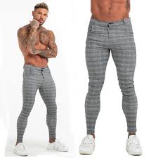 Gingtto Men Slim Fit Chino Pants Super Stretch Gray Skinny Check Dress Trousers Slim Fit Chino Pants Tight Jeans Men Slim Dress Pants