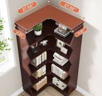 Vintage Corner Bookcase Storage Display Rack for Living Room ...