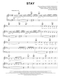 Stay Piano Vocal Guitar Right Hand Melody Print Sheet Music
