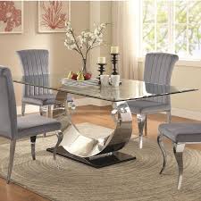 Coaster Furniture Manessier Dining Table 107051 Glass Dining Room Table Dining Room Remodel Chrome Dining Table