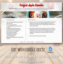 Christmas Recipe Card Template 4x6 And 3x5 Inch Sizes Etsy Recipe Cards Template Christmas Recipe Cards Recipe Cards