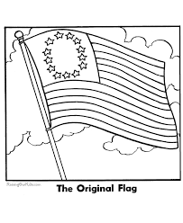 The stripes of the usa flag represent the original 13 colonies and the stars represent the 50 states of the union. The First American Flag Printable Image 002 Flag Coloring Pages American Flag Colors Flag Printable