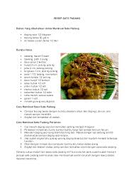 Masukan kembali daging ke dalam air rebusan bumbu. Doc Resep Sate Padang Raja Rivai Academia Edu