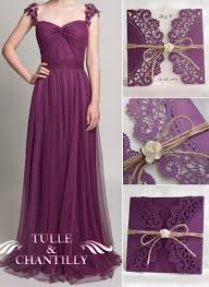 Eggplant Tulle Bridesmaid Dresses And Rustic Vintage Wedding Invitations Vintage Purple Wedding Purple Wedding
