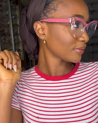 MODEL ROCKING ANTI BLUE LIGHT KARAMEL FRAME IN NUDE 😍😍😍, 8,000 only ,  Light Weight 😍😍😍, Perfect For Prescription Glasses 😍😍😍, Non Tarnish  😍😍😍, Comes In A Protective Pouch With Soft Wipes 😍😍😍, 100% ...