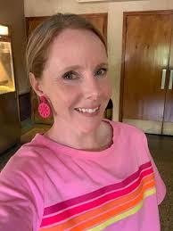 Wore my bright pink earrings to work today to match this cute Shop Taylor &  Company top! Aren't they cute together?!?