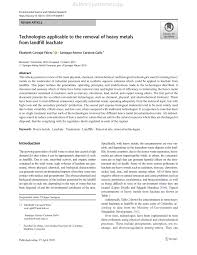 Check spelling or type a new query. Pdf Technologies Applicable To The Removal Of Heavy Metals From Landfill Leachate