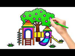 Saat menggambar taman musim dingin, solusi yang bagus adalah membuat pola grafis dengan kapur putih pada kertas berwarna biru atau biru. Cara Menggambar Dan Mewarnai Taman Bermain Untuk Anak Anak Youtube