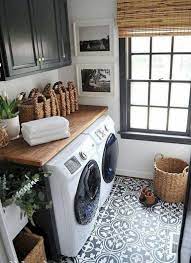 Such a cute and cheap idea!! 20 Clever Ideas To Build Efficiency Small Laundry Room Rustic Laundry Rooms Tiny Laundry Rooms Laundry Room Decor