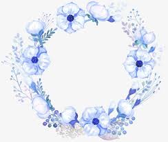 Blue Flowers Wreath Blue Drawing Plant Leaves Png Image Wreath Drawing Blue Flower Wreath Blossoms Art