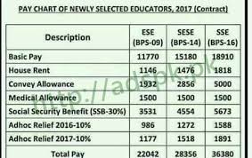 Punjab Educators New Pay Scale Chart 2017 Newly Selected