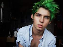 Copy His Color By Mixing Manic Panic Venus Envy With Neon Electric Lizard Neon Green Hair Dark Green Hair Boys Colored Hair