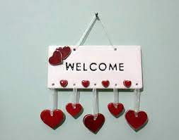 Welcome to comares ceramic sign between two ornamental castle towers, comares. Handcrafted Welcome Sign Ceramic Wall Plaque Ceramics And Pottery Wall Hanging Handmade Heart Red Housewarming Gift Ce Clay Wall Hanging Handmade Heart Pottery