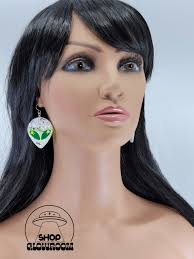 Alien Earrings Neon Earrings Space Earrings Alien Head Earrings Edgy  Earrings Funky Earrings Rave Wear Alien Jewelry