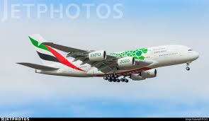 first appearance of new special color scheme for expo 2020 a6 eoj airbus a380 861 jetphotos com is the biggest database airbus airbus a380 emirates airline