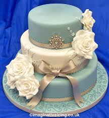 Orders below £60.00 will incur a £10.00 low order fee and orders below £30.00 will incur £15.00 (low order & handling fee). 3 Tier Pearlised Blue Ivory Vintage Wedding Cake With Sugar Flowers Imaginative Icing Cakes Scarborough York Leeds Malton Hull Bridlington Whitby Filey And Across The Uk