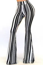 Black And White Striped Flare Pants Outfit Ole Abbey Road Black White Stripe Bell Bottoms Striped Flare Pants Flared Pants Outfit Bell Bottoms