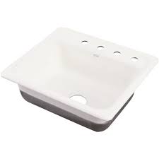 Actual left to right length (in.): Kohler Part K 5964 4 0 Kohler Mayfield White Cast Iron 25 In 4 Hole Single Bowl Drop In Kitchen Sink Kitchen Sinks Home Depot Pro