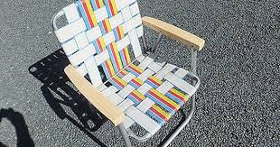 Vintage Folding Aluminum Webbed Lounge Lawn Patio Beach Chair Mid Century