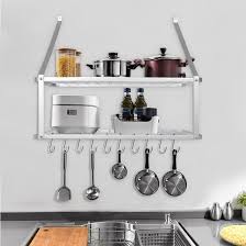 2) geekdigg 29.5 inch wall mounted pot rack storage shelf with 2 tier 10 hooks included. Prep Savour Shelf Hanging Handcrafted Wall Mounted Pot Rack Wayfair