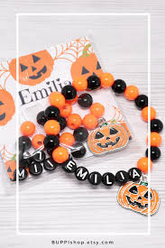 Diy Pumpkin Name Bracelet In 2020 Diy Pumpkin Halloween Party Craft Kits