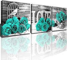 The best mirrors to put above the bed are starburst or others. Teal Wall Art Master Bedroom Decor Turquoise Rose Canvas Prints Large Pictures For Living Room Apartment Home Decoration 3 Pcs Gray Floral Couples Poster Painting Modern Flower Bathroom Artwork 16 Buy Online