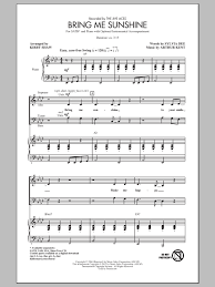 Download and print in pdf or midi free sheet music for cover me in sunshine by pink arranged by wesley2712 for piano (solo) download and print in pdf or midi free sheet music for cover me in sunshine by pink arranged by wesley2712 for piano (solo). Bring Me Sunshine Arr Kirby Shaw Sheet Music The Jive Aces Satb Choir