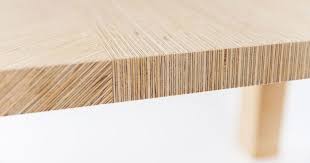Plexwood Table Surface With Geometric Shapes Bright Light Plywood Table Deuvel Design Plywood Table Plywood Countertop Contemporary Coffee Table
