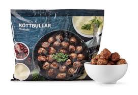 Bag Of Kottbullar Meatballs Against A White Background With A Small Dish Of Meatballs In Front Food Swedish Recipes Dog Food Recipes