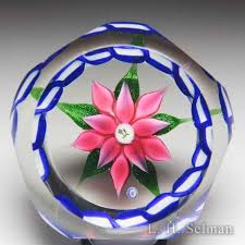 How to make glass paperweights with flowers. Bob Banford Lh Selman Glass Paperweights