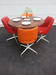 Mid Century Dinette Set Retro Dining Table And Chairs Chromcraft Table Brody Swivel Atomic Orange And Red Chairs Dinette Sets Retro Dining Table Restaurant Tables And Chairs
