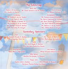 For filipino wedding invitation format, we usually add a separate page to indicate all the names included in our entourage. Sample Wedding Invitation With Entourage List Jolie S Wedding Gallery