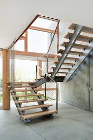 Shocking Steel Stairs Residential Ideas In Staircase Industrial Design Ideas With Cable Railing Concrete F Steel Stairs Design Staircase Design House Staircase