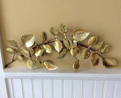 Vintage Gold Metal Brass Copper Wall Sculpture Branch Leaves Brutalist Mid Century Wall Art Statement Wall Decor Mid Century Wall Art Copper Wall Brass Copper