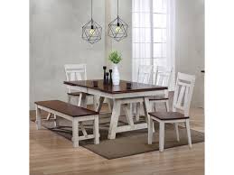 Simple living judith dining set with bench. Bernards Winslow 6 Piece Two Tone Refectory Table Set With Bench Wayside Furniture Table Chair Set With Bench