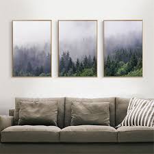 Misty Forest Landscape Wall Art Tranquil Nature Green Wilderness Canvas Prints Landscape Wall Art Landscape Walls Landscape Wall Decor