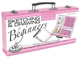 Sketching Drawing Pencil Color Kit Art Supplies Beginner Artist Storage Box Set Pink Art Artists Set Royal Langnickel