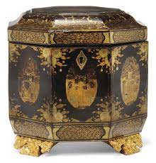 Only 3 available and it's in 13 people's basket. A Chinese Export Lacquer Hexagonal Tea Caddy 19th Century Tea Caddy Antique Tea Chinese Export