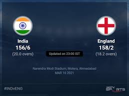 Skip to current content skip to future dates skip to past dates. India Vs England Live Score Over 3rd T20i T20 16 20 Updates Cricket News
